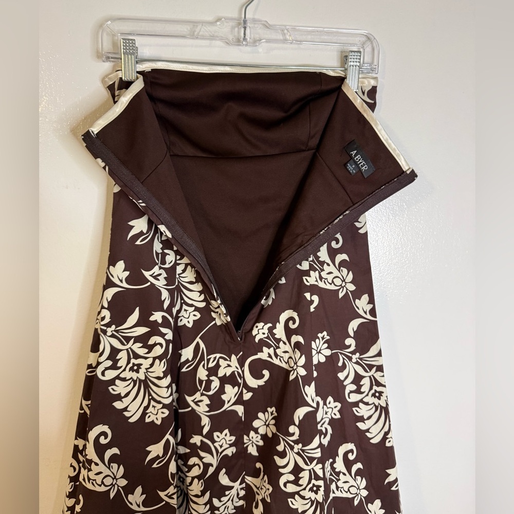 Vintage Y2k A.Byer Brown and Cream Dress Size 9 - Picture 7 of 14